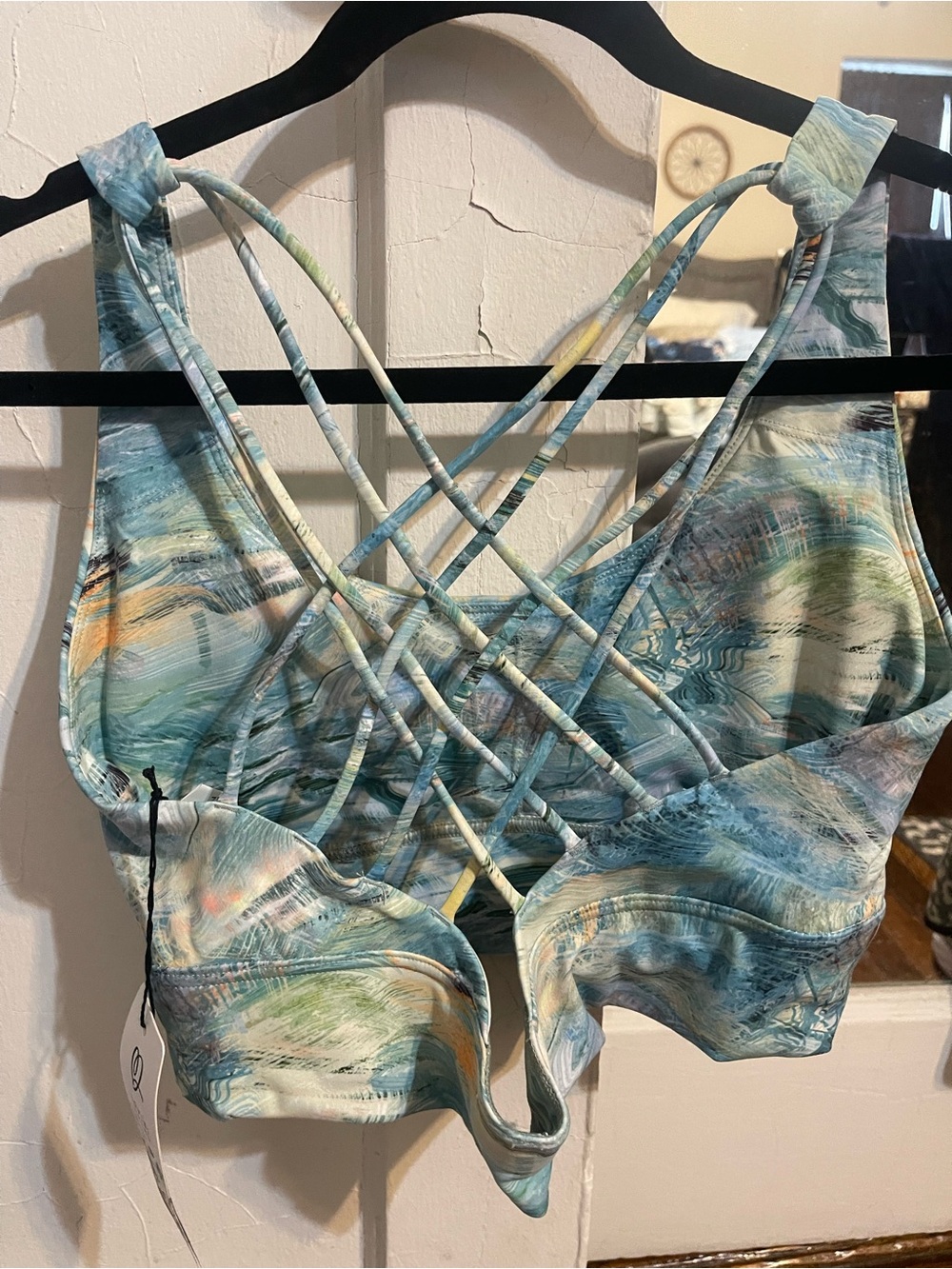 Strappy Crisscross Sports Bra - Blue Multi